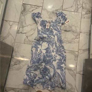 Blue and White Floral Dress